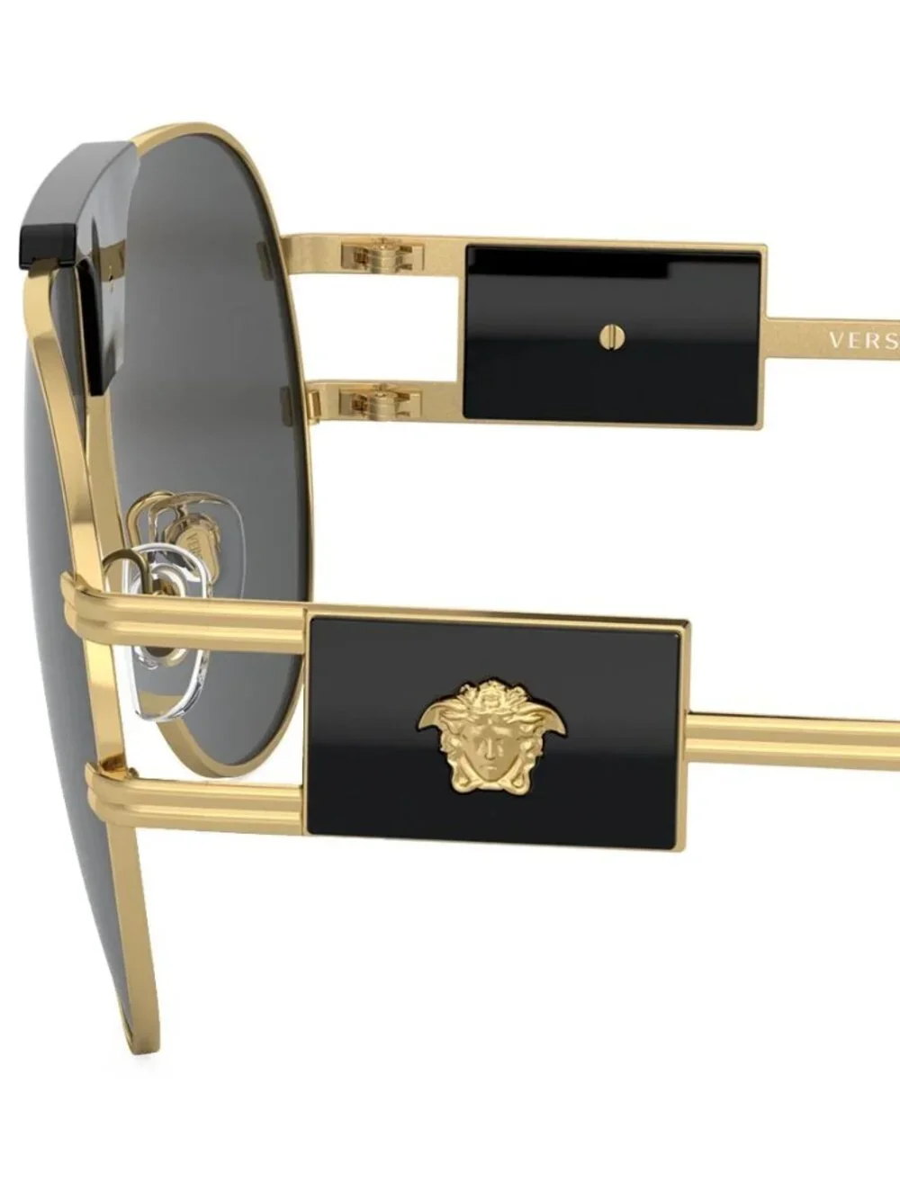 NEW VERSACE VE2252 100287 GOLD DARK GREY AVIATOR AUTHENTIC SUNGLASSES